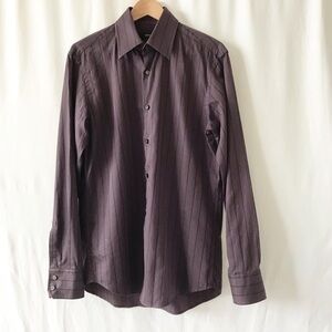 BOSS Hugo Boss plum stripe button down 39/15.5